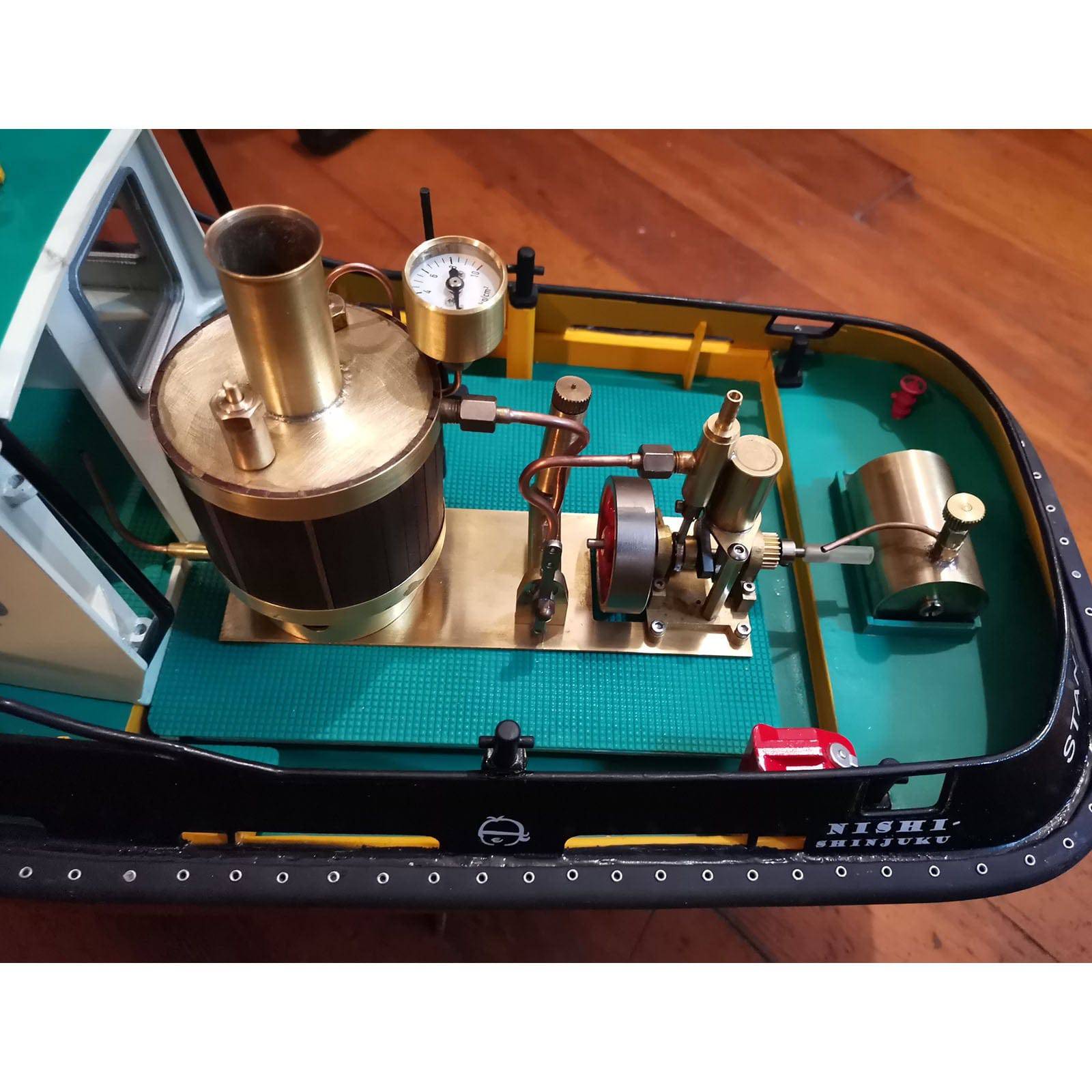 HelloWorld7-Mini Single-cylinder Steam Engine Set with Boiler for 50cm Ship Model