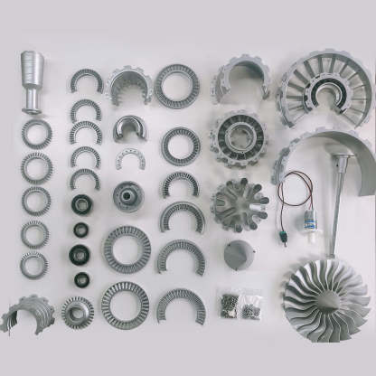 HelloWorld7-Building a 1/20 Working Jet Turbofan Engine Model Kit Silver