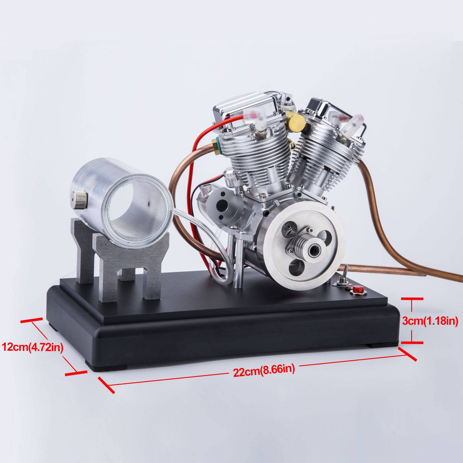 HelloWorld7-CISON FG-VT9 9cc V2 V Twin Model Engine with Air Filter Base Tank Set
