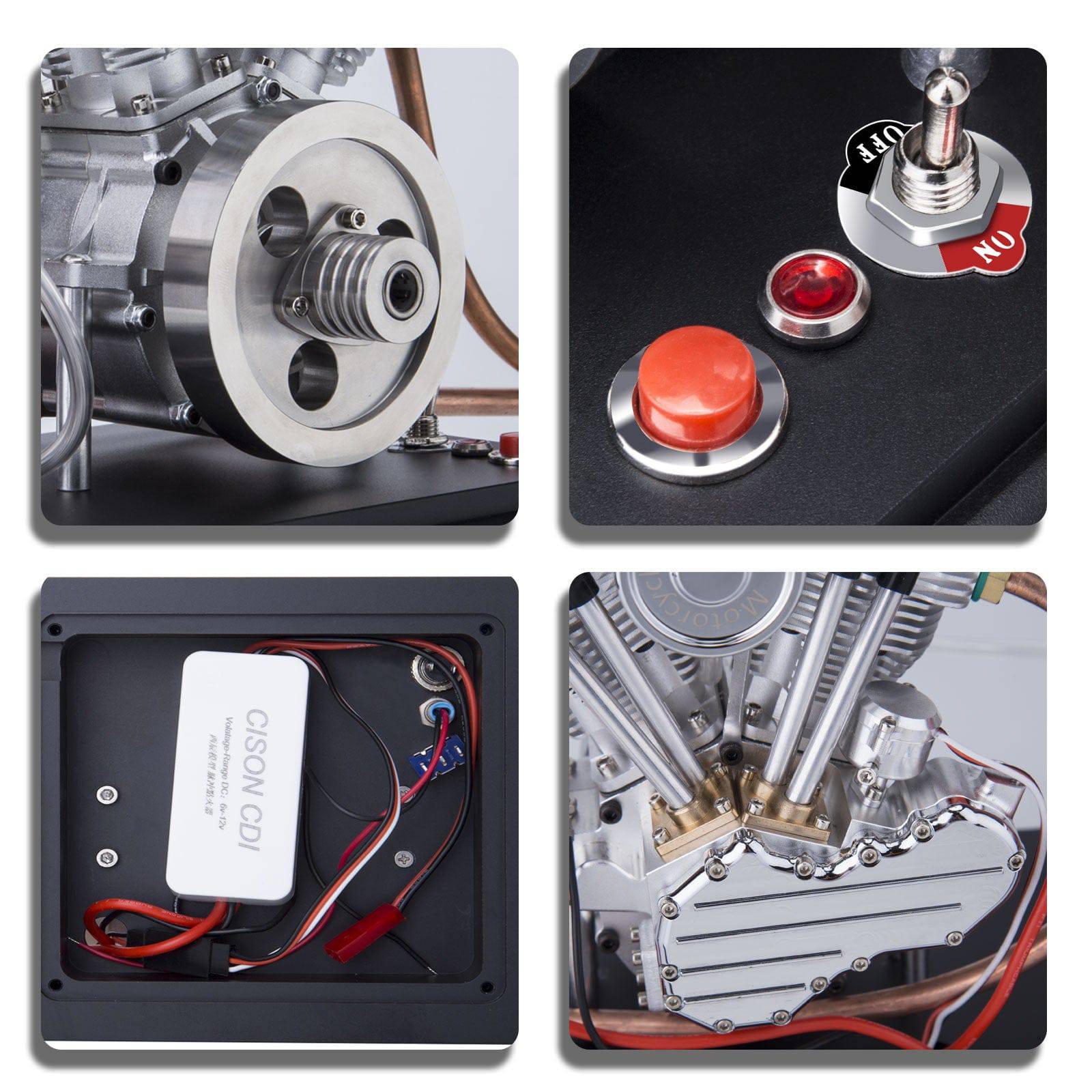 HelloWorld7-CISON FG-VT9 9cc V2 V Twin Model Engine with Air Filter Base Tank Set