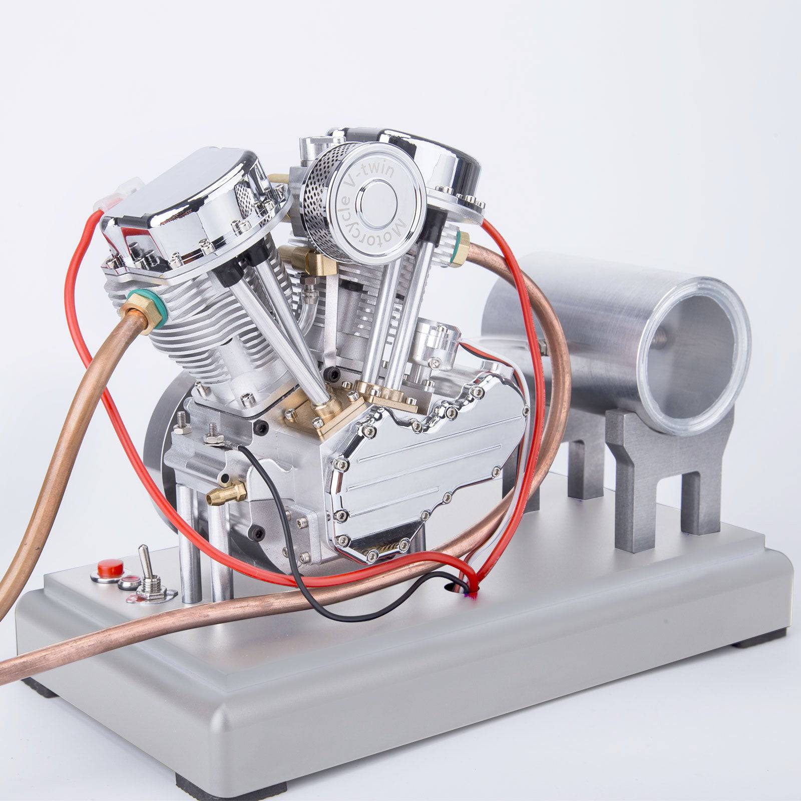 HelloWorld7-CISON FG-VT9 9cc V2 V Twin Model Engine with Air Filter Base Tank Set