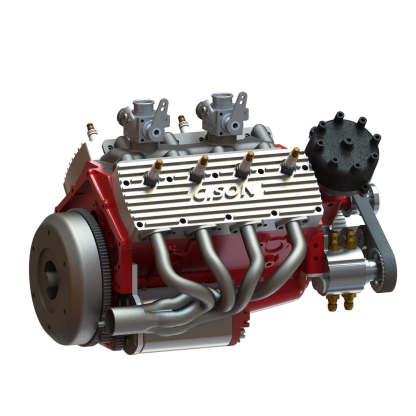 HelloWorld7-Cison Flathead V8 Engine Kits with Metal Base Full Set V8-440 44cc