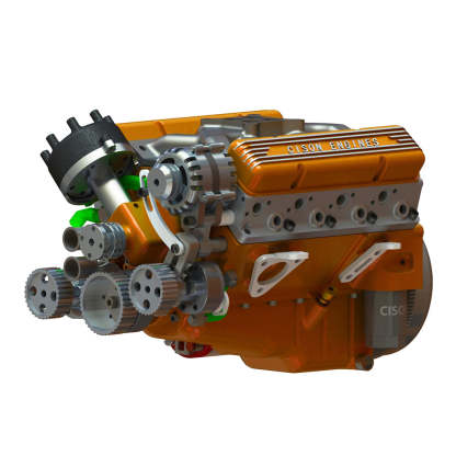 HelloWorld7-Cison V8 Engine Kits V8-440 with Metal Base Full Set 44cc