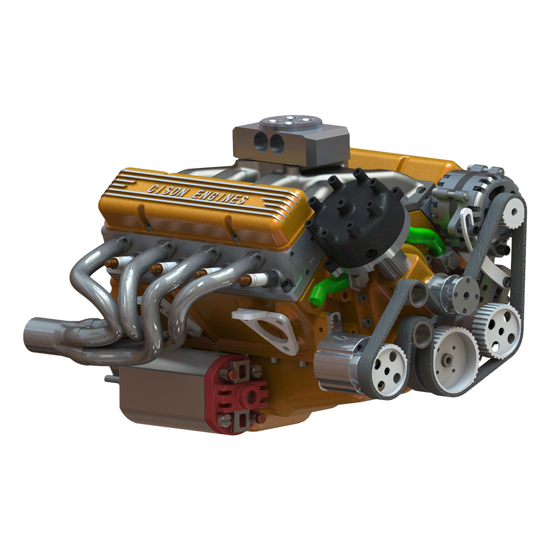 Cison V8-440 OHV 44cc Small Block Engine Kit with Metal Base - High Performance DIY RC Model