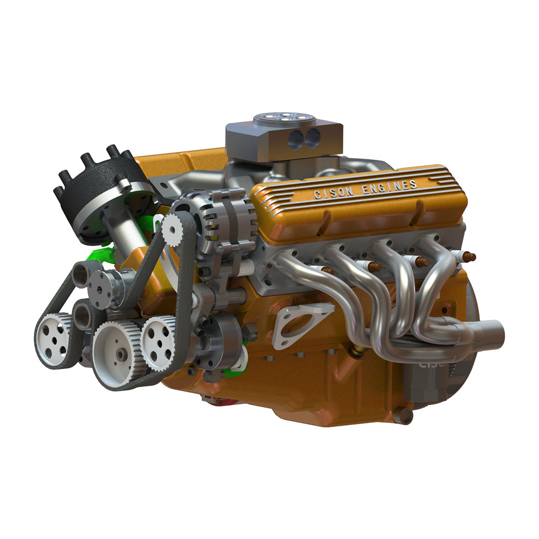 HelloWorld7-Cison V8 Engine Kits V8-440 with Metal Base Full Set 44cc