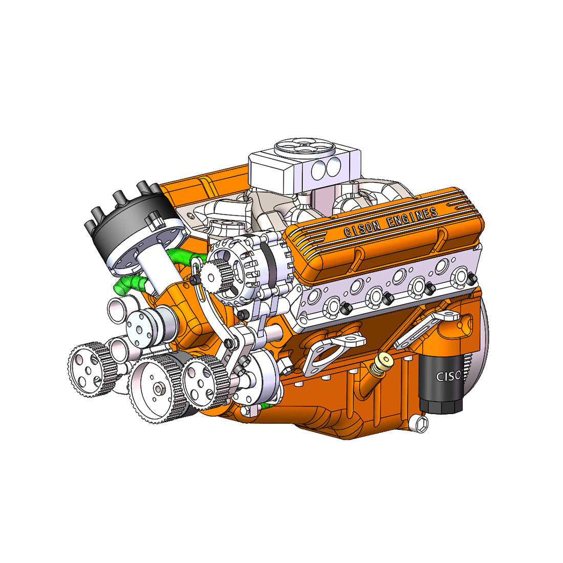 HelloWorld7-Cison V8 Engine Kits V8-440 with Metal Base Full Set 44cc