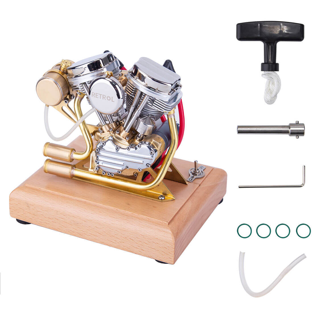 HelloWorld7-RETROL 4.2CC OHV V-Twin V2 Four-stroke Gasoline Engine Model Ready to Run