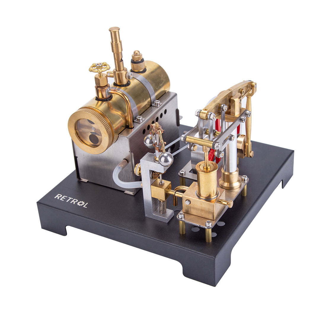 HelloWorld7-RETROL DIY Steam Beam Engine Model with Boiler & Centrifugal Flyball Governor Model Assembly Kit-helloworld7