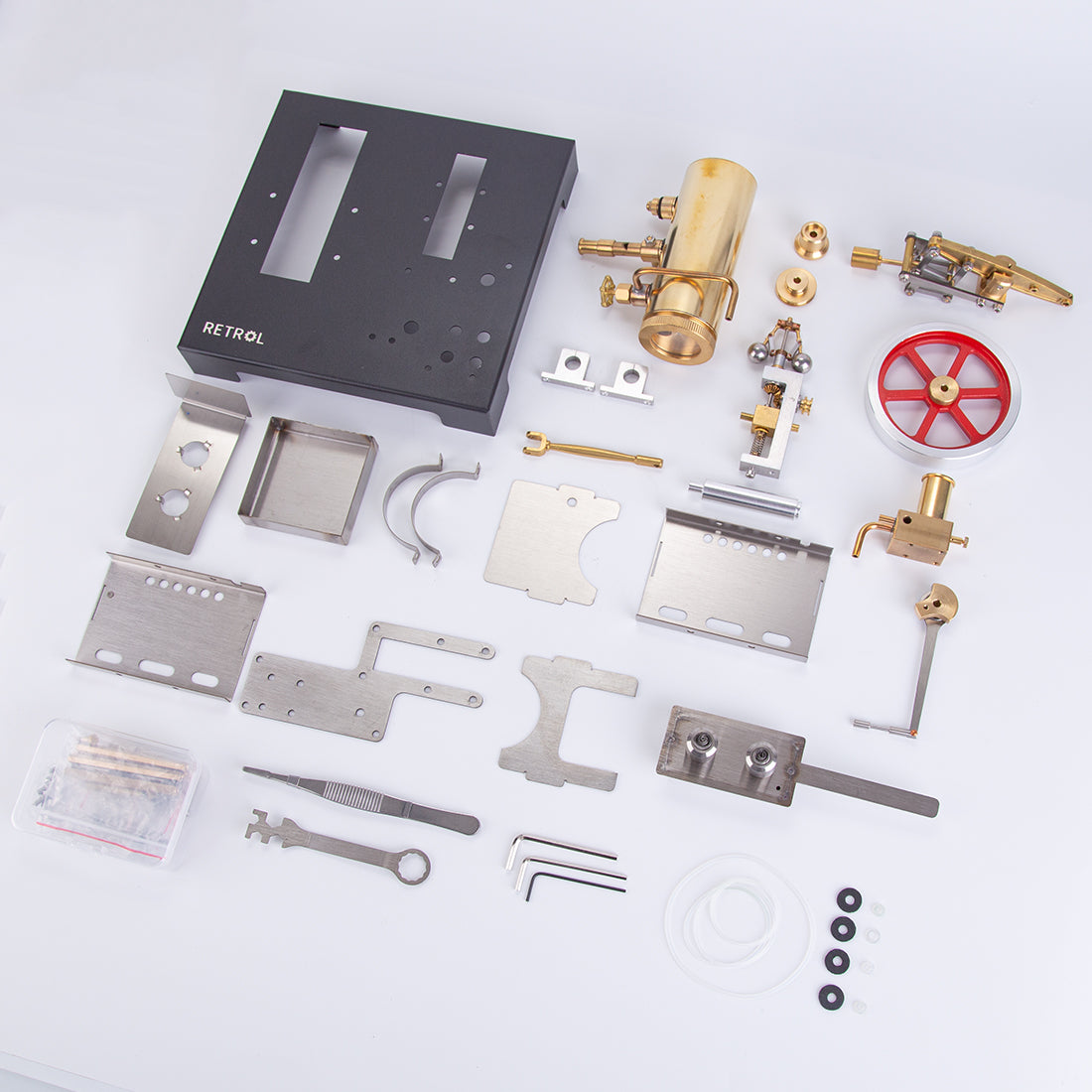 RETROL DIY Beam Steam Engine Model Kit with Boiler and Centrifugal Flyball Governor-helloworld7