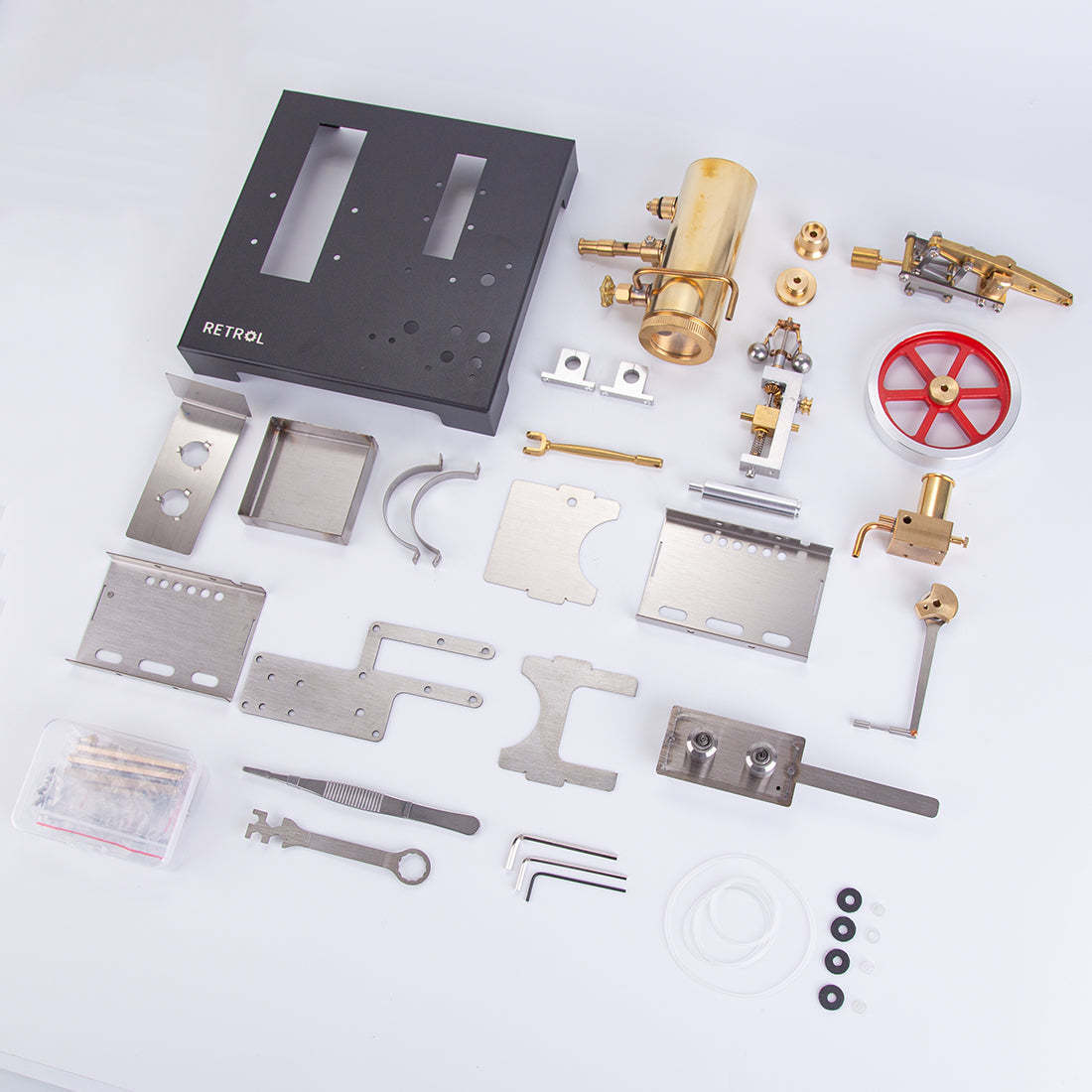 RETROL DIY Beam Steam Engine Model Kit with Boiler and Centrifugal Flyball Governor-helloworld7