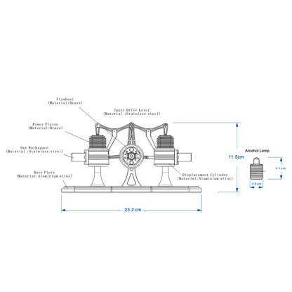 HelloWorld7-Twin Walking Beam Stirling Engine Model Kits Twin-Cylinder