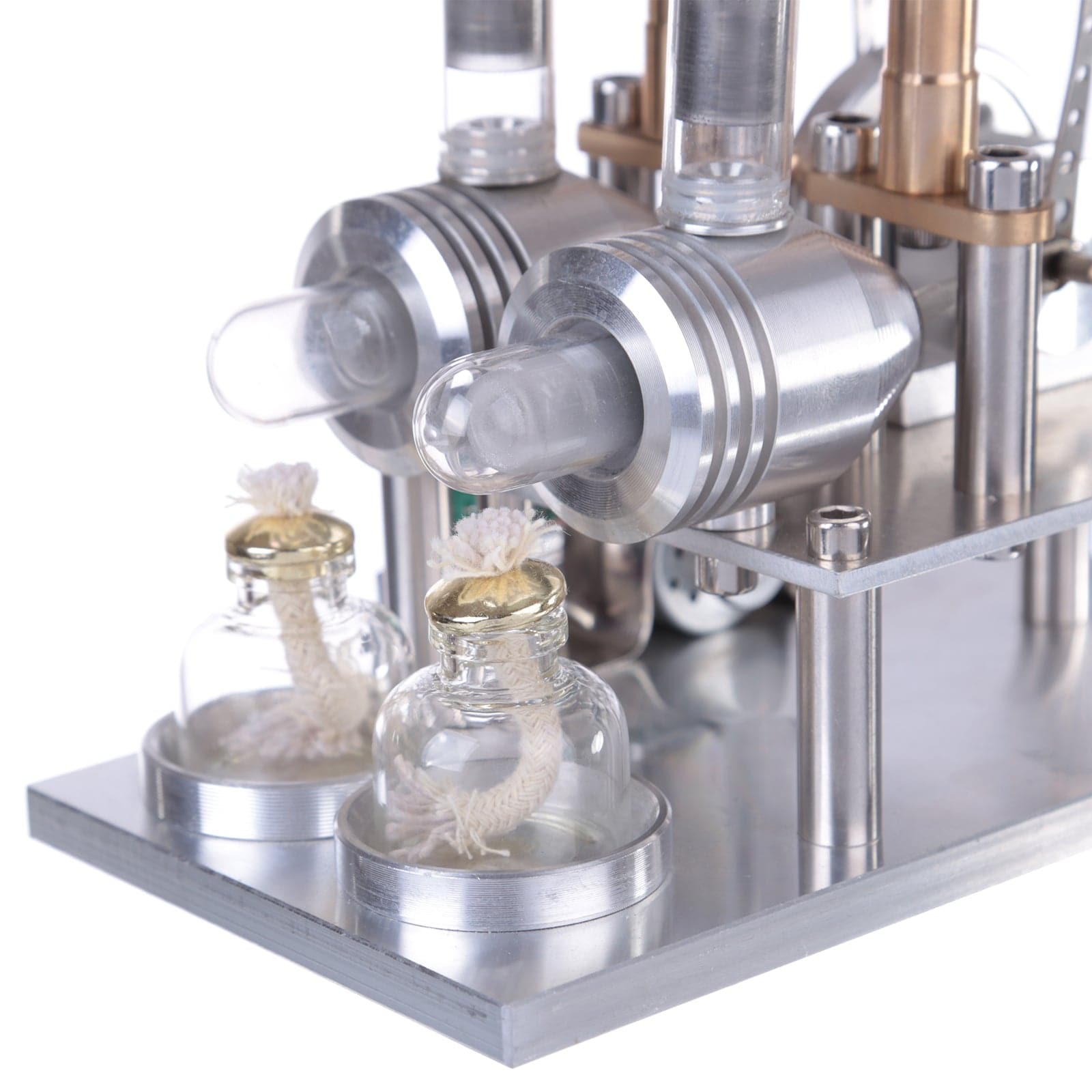 Custom 2 Cylinder Balance Stirling Engine Generator Model with Voltage Meter Physics Gift-helloworld7