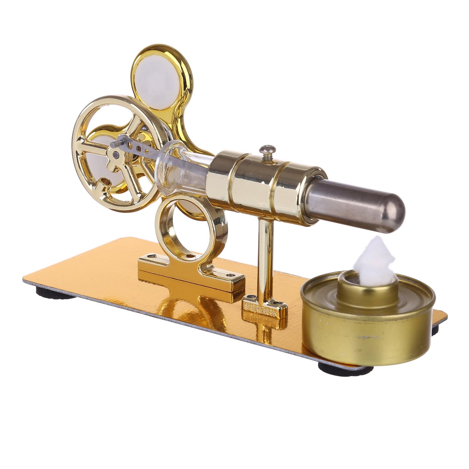 Customized Golden Single Cylinder Stirling Engine Model with Luminous Gyroscope Physics Science Gift-helloworld7