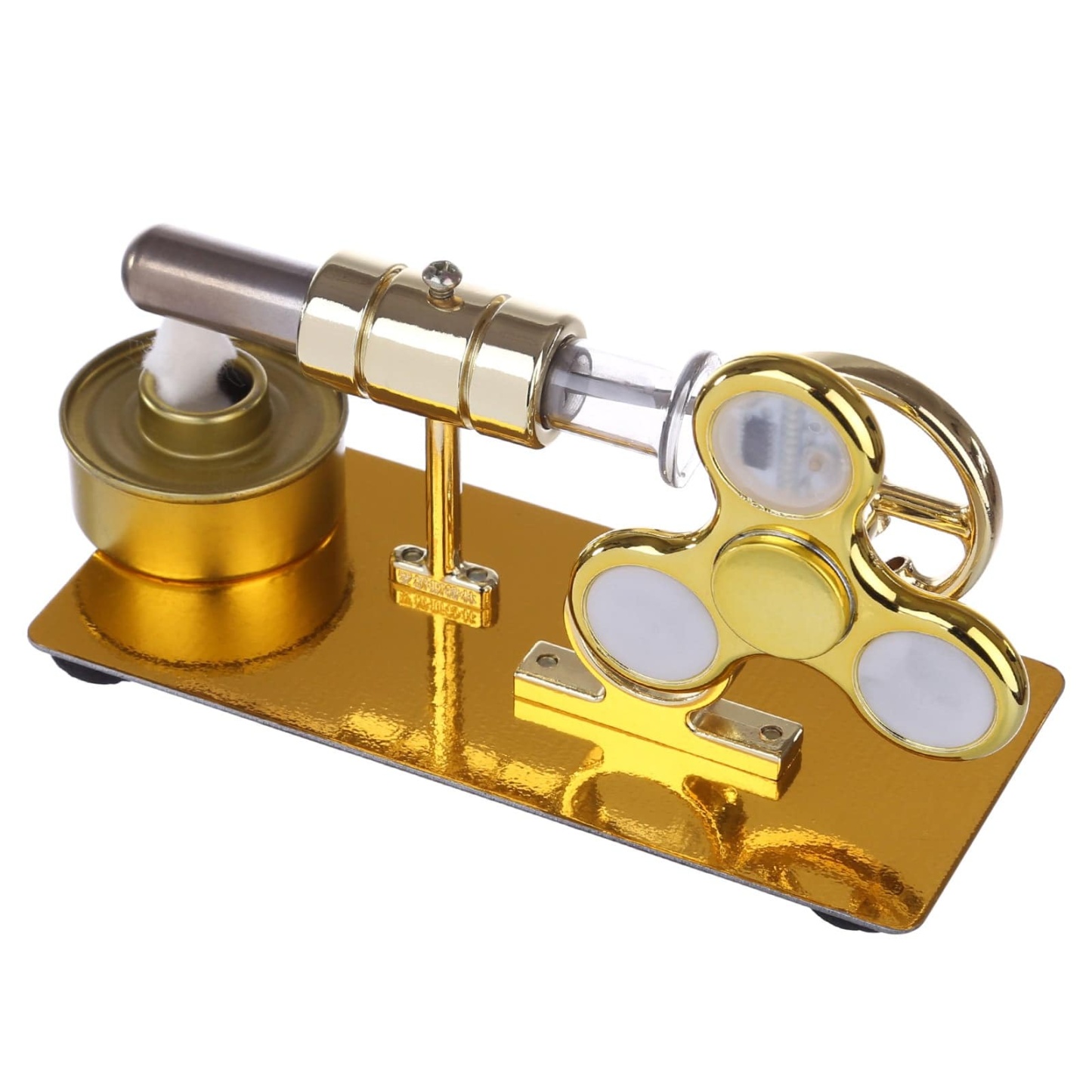 Customized Golden Single Cylinder Stirling Engine Model with Luminous Gyroscope Physics Science Gift-helloworld7