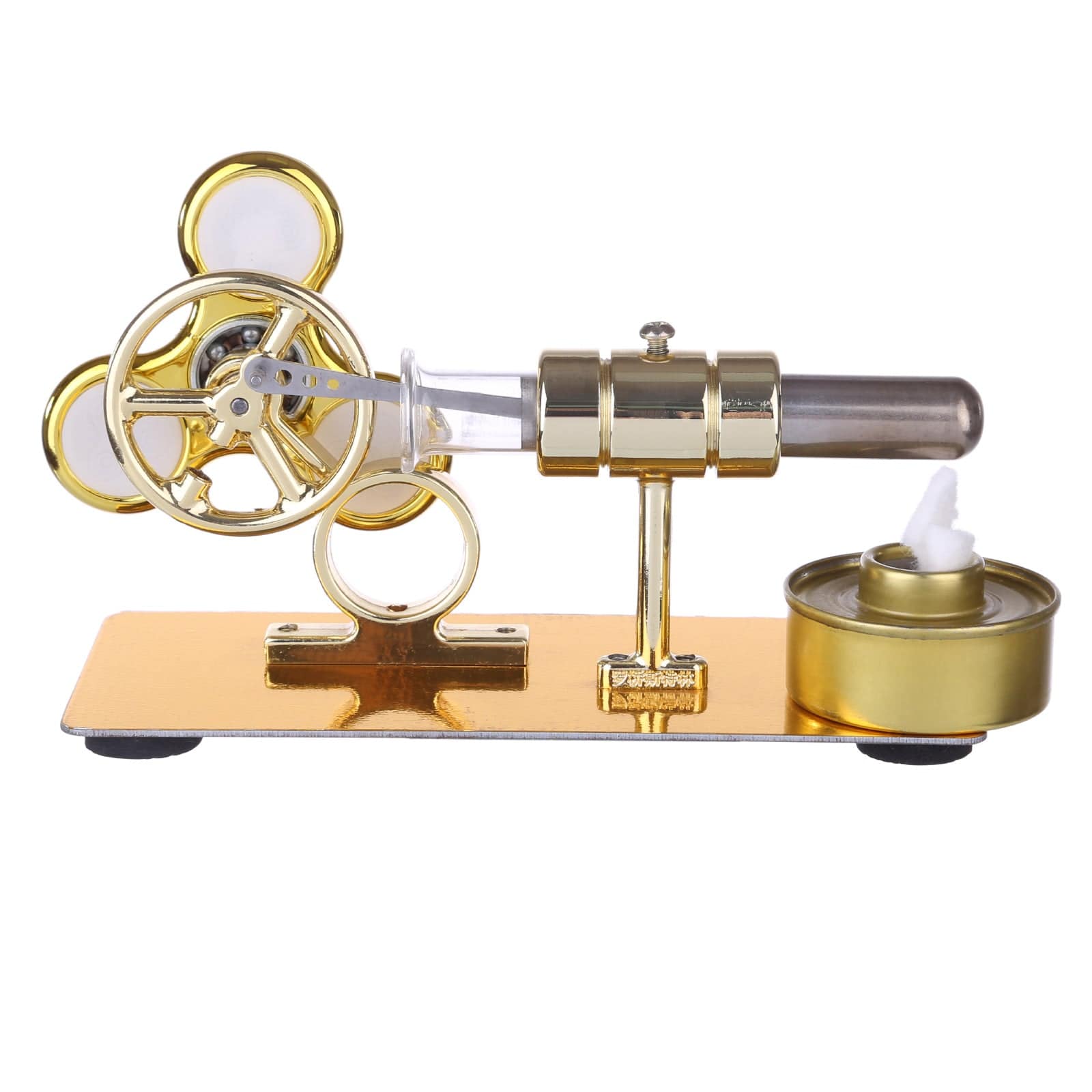Customized Golden Single Cylinder Stirling Engine Model with Luminous Gyroscope Physics Science Gift-helloworld7