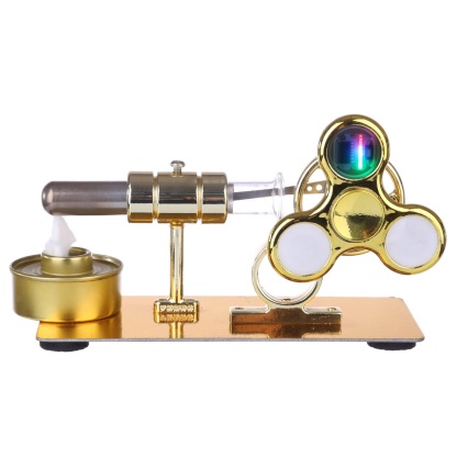 Customized Golden Single Cylinder Stirling Engine Model with Luminous Gyroscope Physics Science Gift-helloworld7