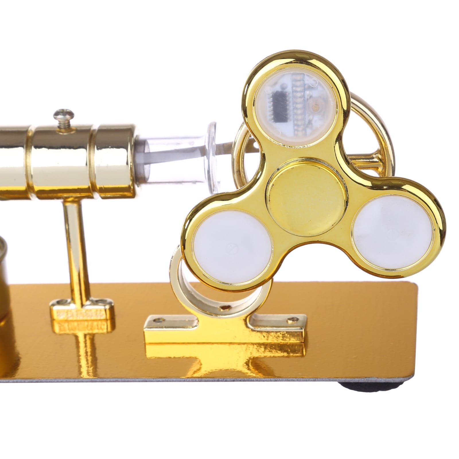 Customized Golden Single Cylinder Stirling Engine Model with Luminous Gyroscope Physics Science Gift-helloworld7