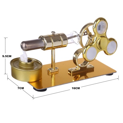 Customized Golden Single Cylinder Stirling Engine Model with Luminous Gyroscope Physics Science Gift-helloworld7