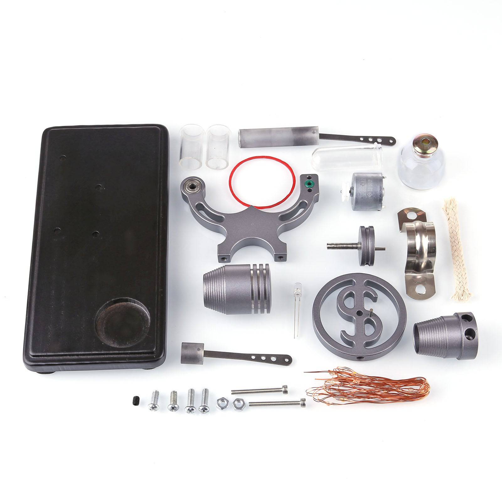 DIY γ-shape Assembly  Retro Stirling Engine Kit Generator Sterling Model with LED Light Science Educational Toy-helloworld7
