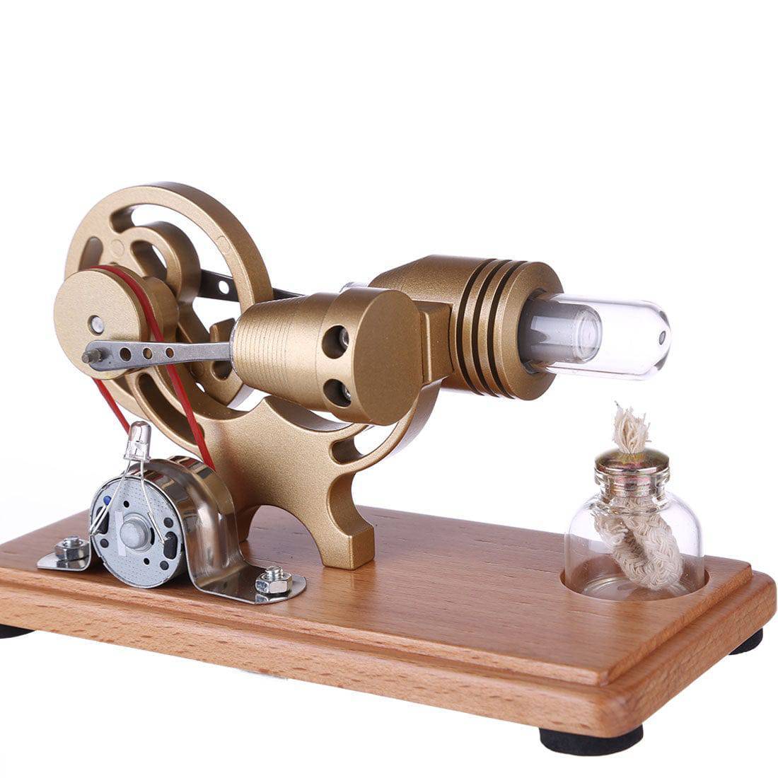 HelloWorld7-DIY γ-shape Assembly  Retro Stirling Engine Kit Generator Sterling Model with LED Light Science Educational Toy-helloworld7