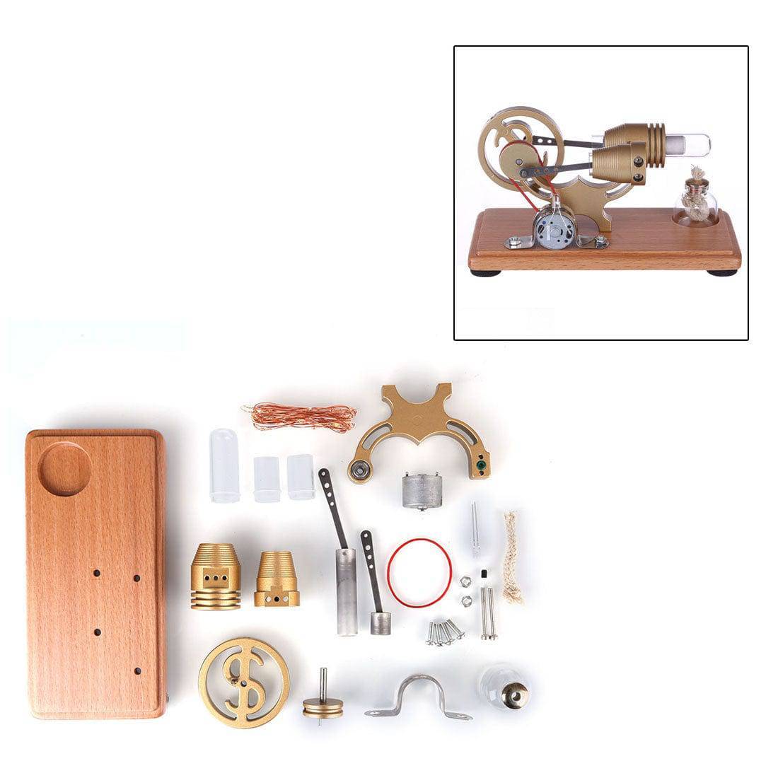 HelloWorld7-DIY γ-shape Assembly  Retro Stirling Engine Kit Generator Sterling Model with LED Light Science Educational Toy-helloworld7