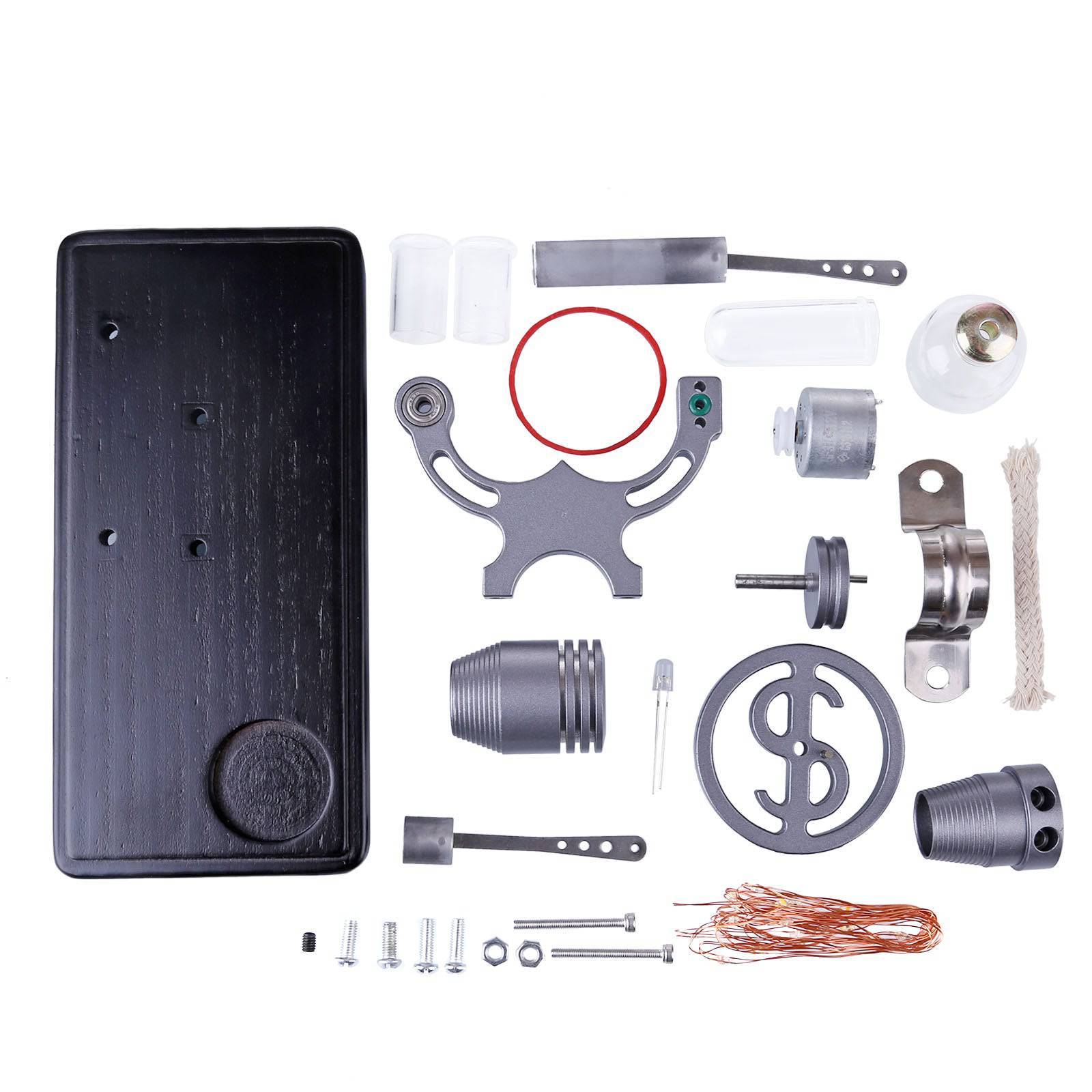 HelloWorld7-DIY γ-shape Assembly  Retro Stirling Engine Kit Generator Sterling Model with LED Light Science Educational Toy-helloworld7