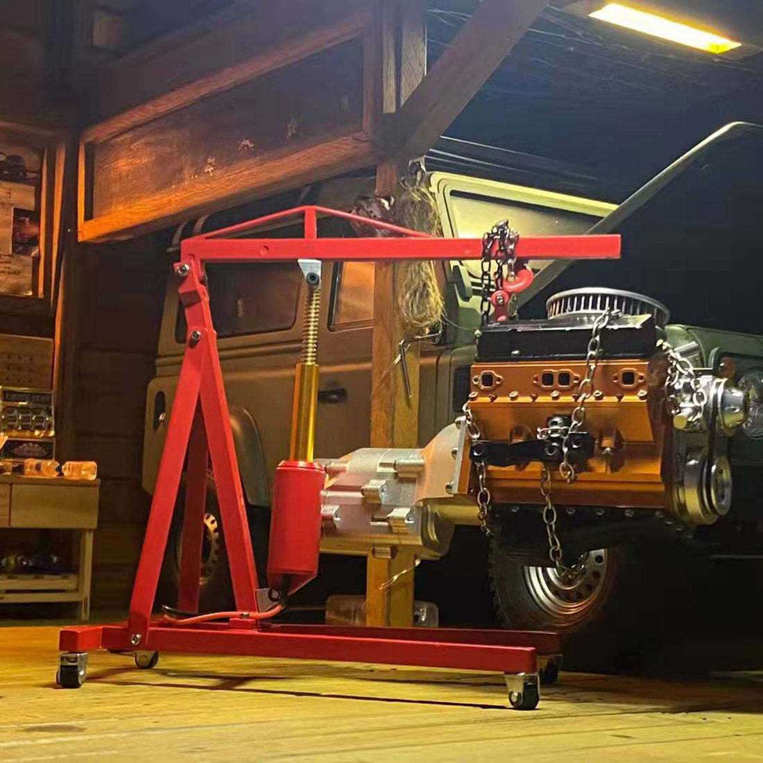 HelloWorld7-Electric Metal 1/10 1/8 RC Scale Model Car Engine Hoist & Jack