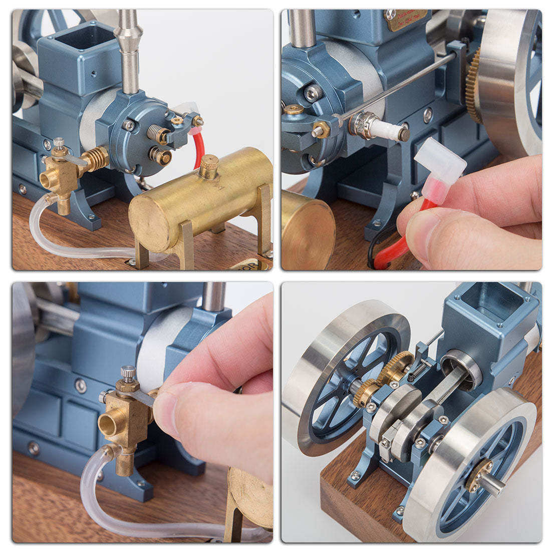 HelloWorld7-ENJOMOR 6CC Blue Hit and Miss Gas Engine Miniature 4 Stroke Engine RTR Full Set