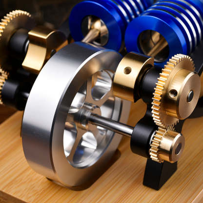 HelloWorld7-ENJOMOR Alpha Type Stirling Engine Twin-Cylinder Twin-Piston EC Engine Model