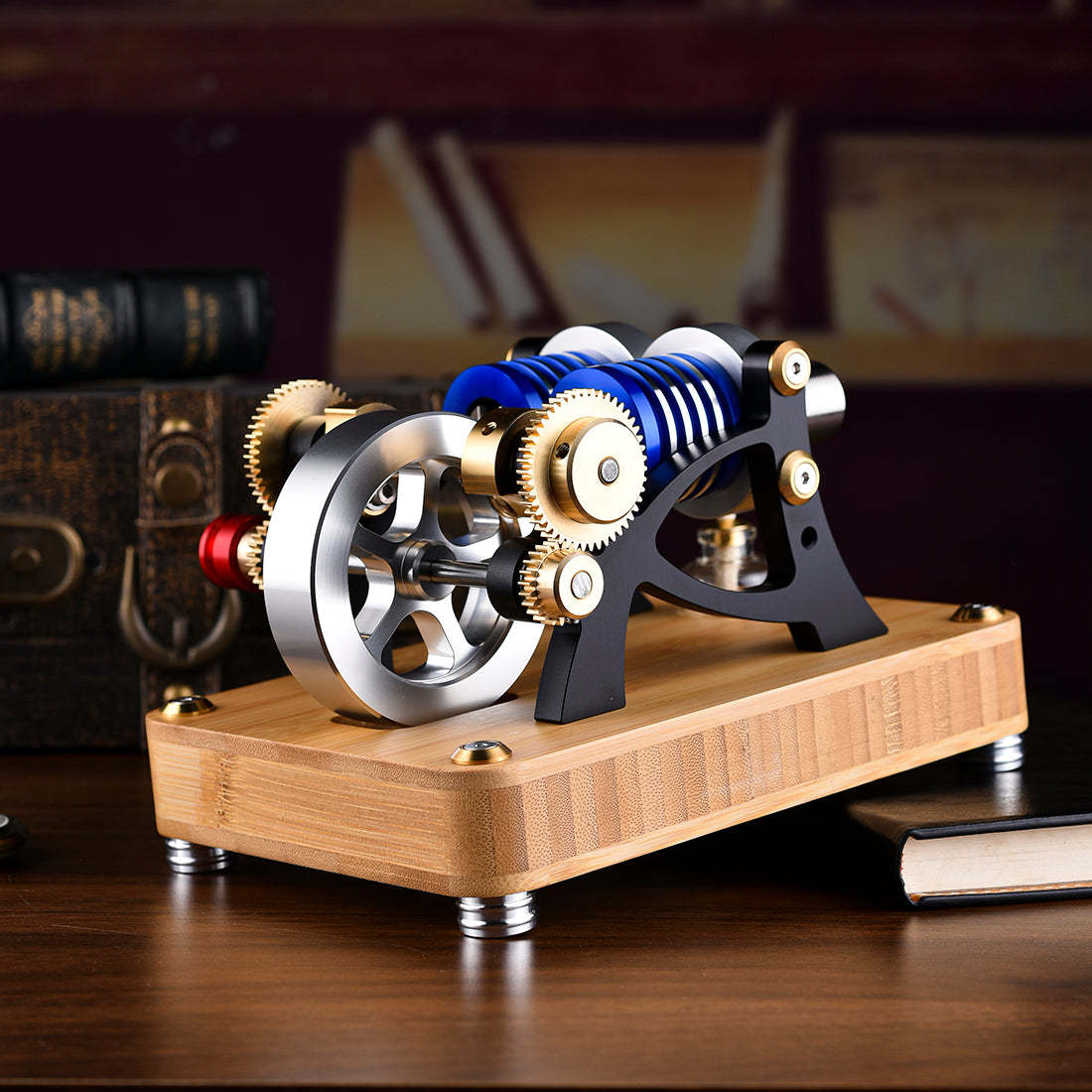 HelloWorld7-ENJOMOR Alpha Type Stirling Engine Twin-Cylinder Twin-Piston EC Engine Model