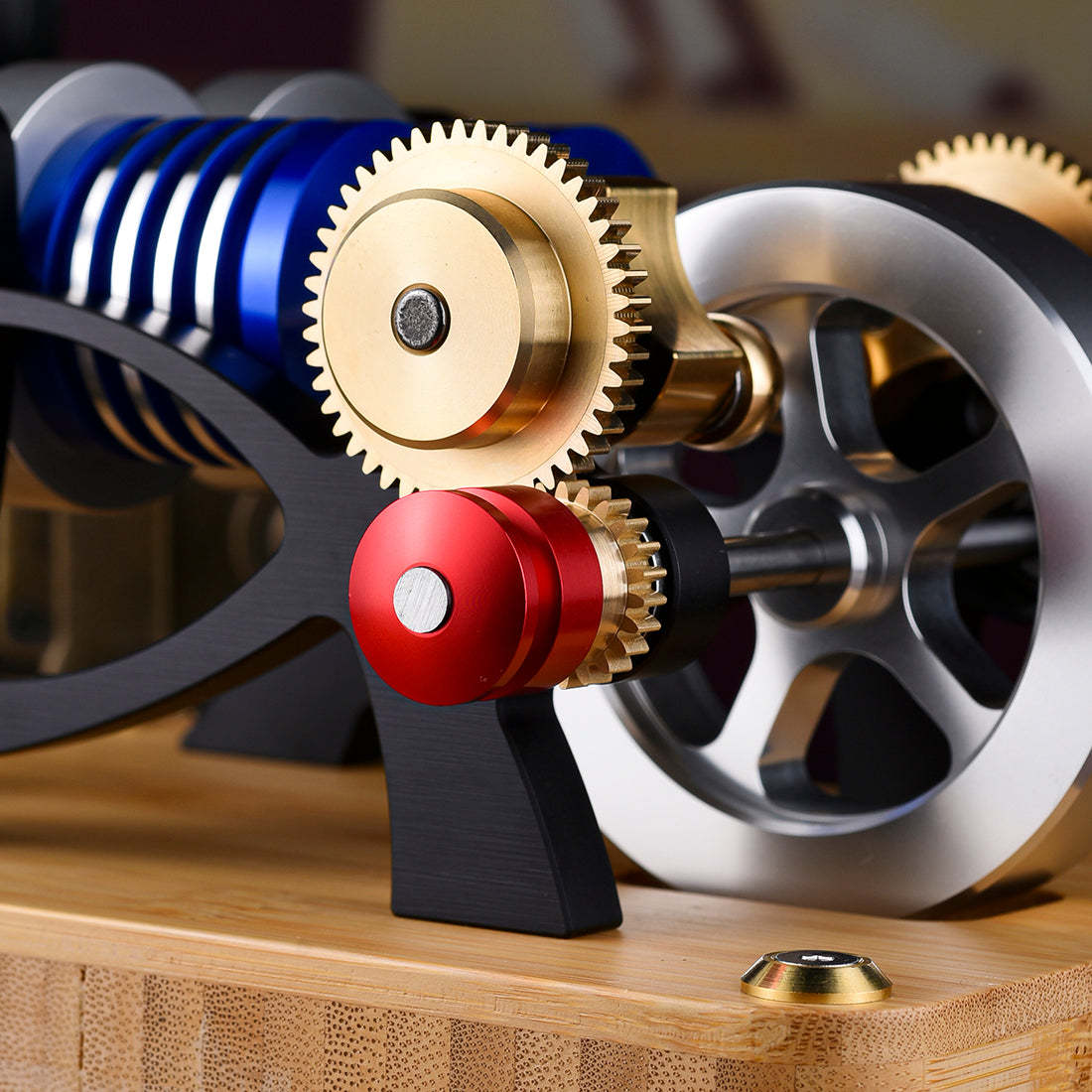 HelloWorld7-ENJOMOR Alpha Type Stirling Engine Twin-Cylinder Twin-Piston EC Engine Model