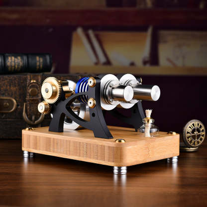 HelloWorld7-ENJOMOR Alpha Type Stirling Engine Twin-Cylinder Twin-Piston EC Engine Model