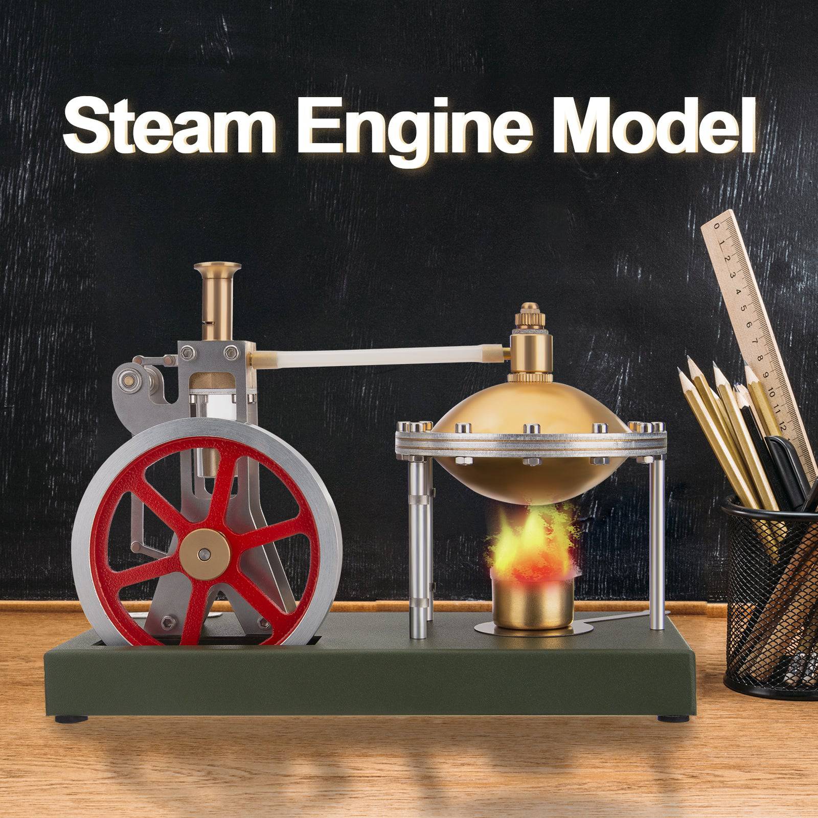 HelloWorld7-ENJOMOR Assembly Vertical Hero's Steam Engine Model with Boiler DIY KIT