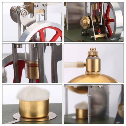 HelloWorld7-ENJOMOR Assembly Vertical Hero's Steam Engine Model with Boiler DIY KIT