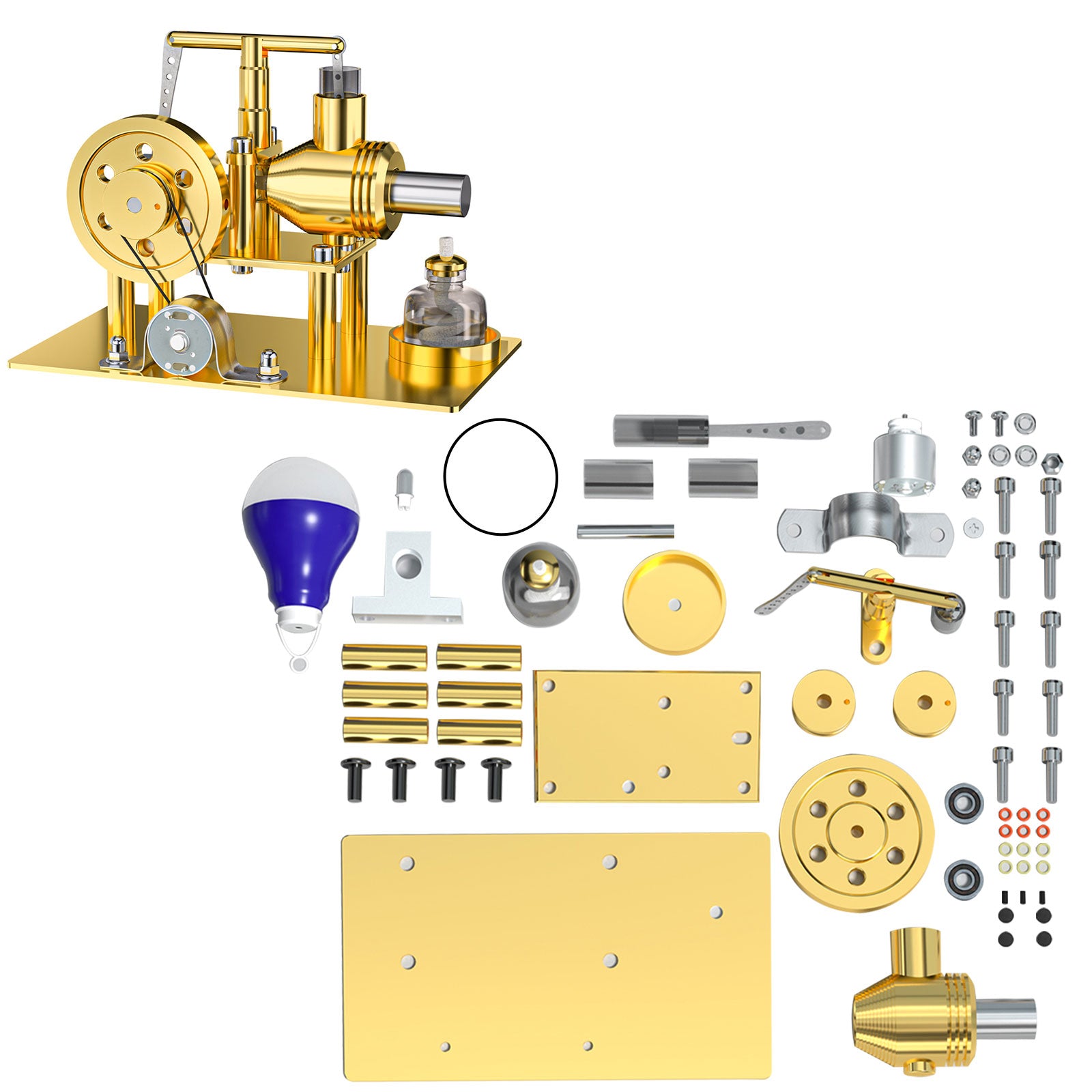 HelloWorld7-ENJOMOR DIY Hot Air Stirling Engine Model Building Kits Golden