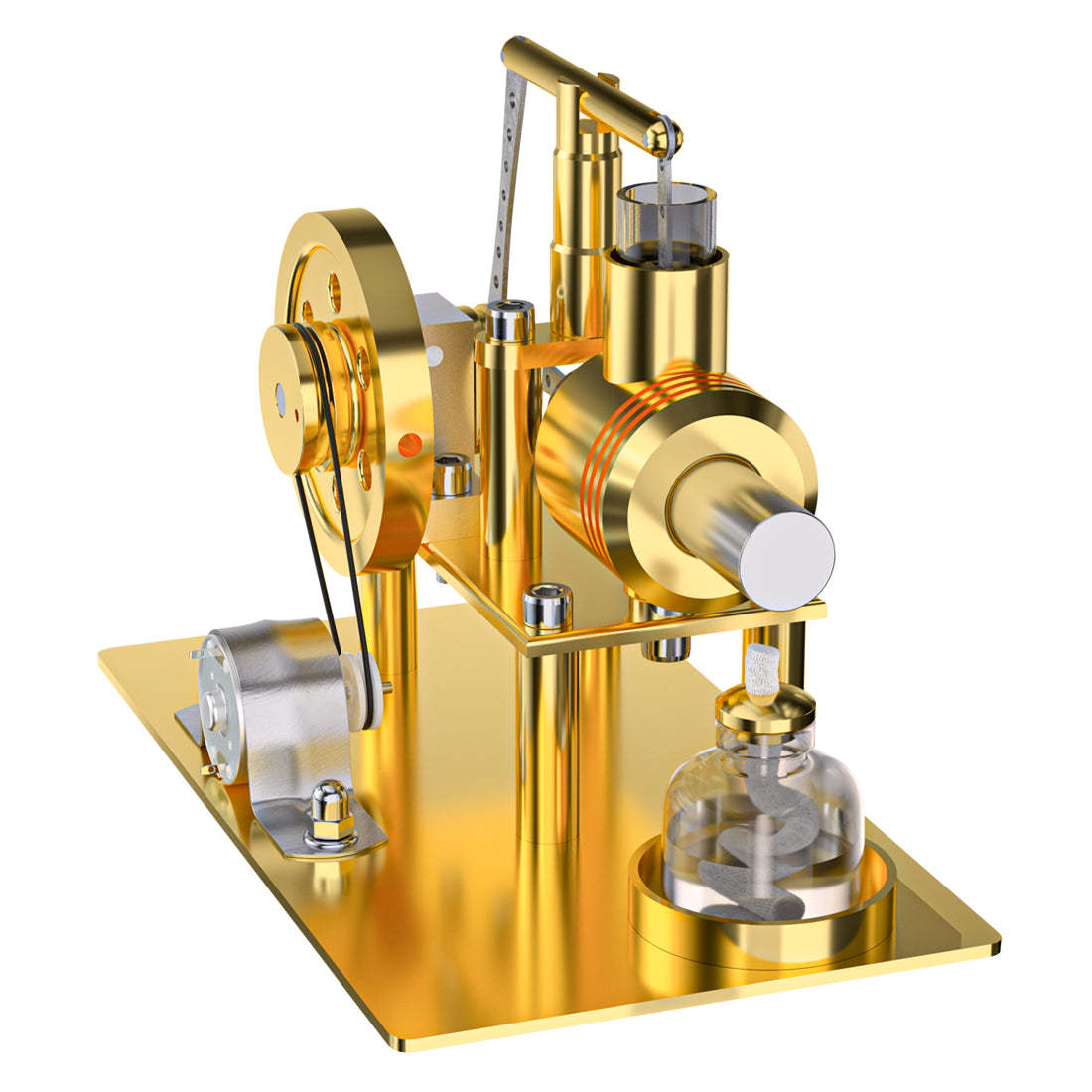 HelloWorld7-ENJOMOR DIY Hot Air Stirling Engine Model Building Kits Golden