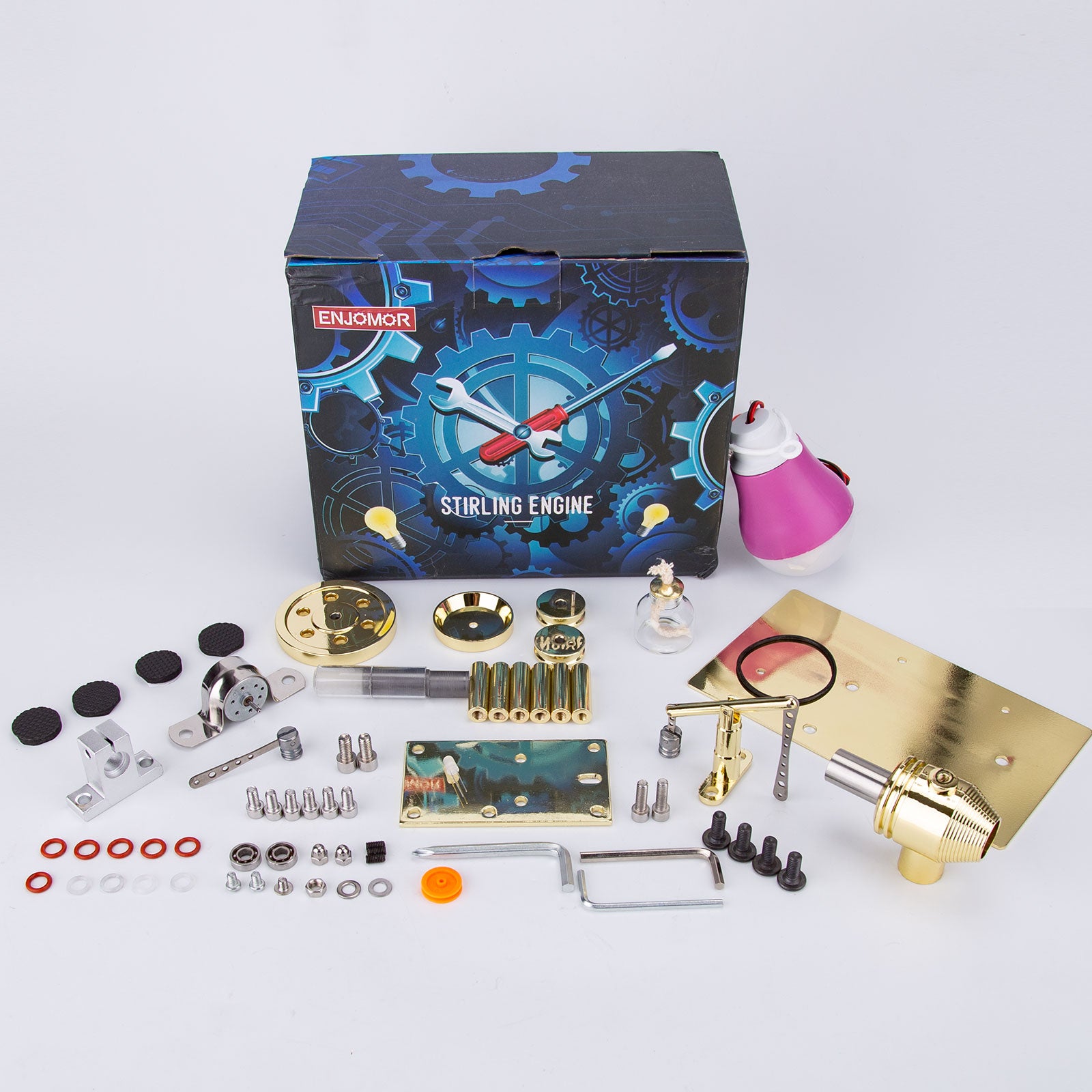 HelloWorld7-ENJOMOR DIY Hot Air Stirling Engine Model Building Kits Golden