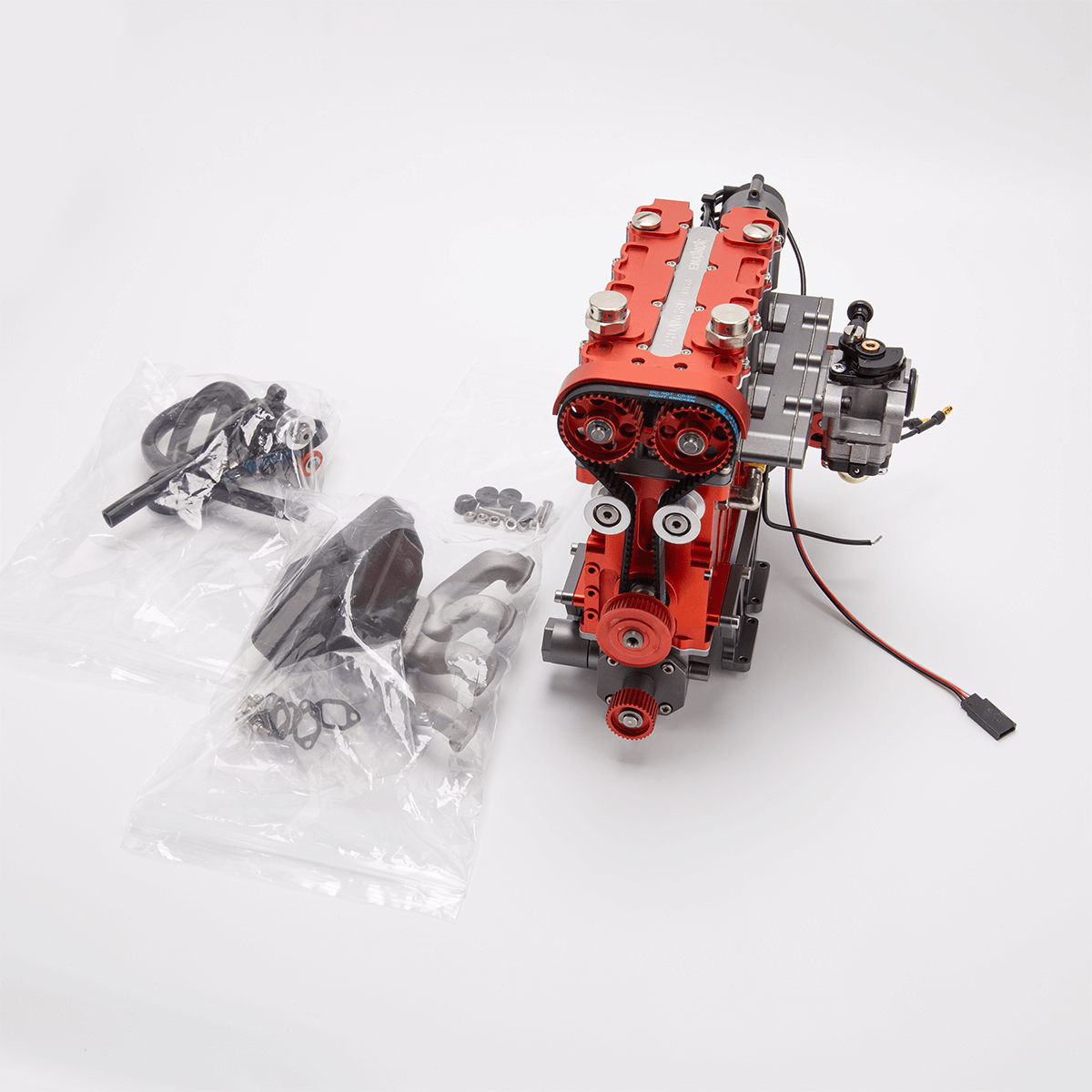 HelloWorld7-ENJOMOR GS-L4 Gas Engine 32cc 4-Stroke DOHC Inline Four RC Engine Model 12,000 rpm