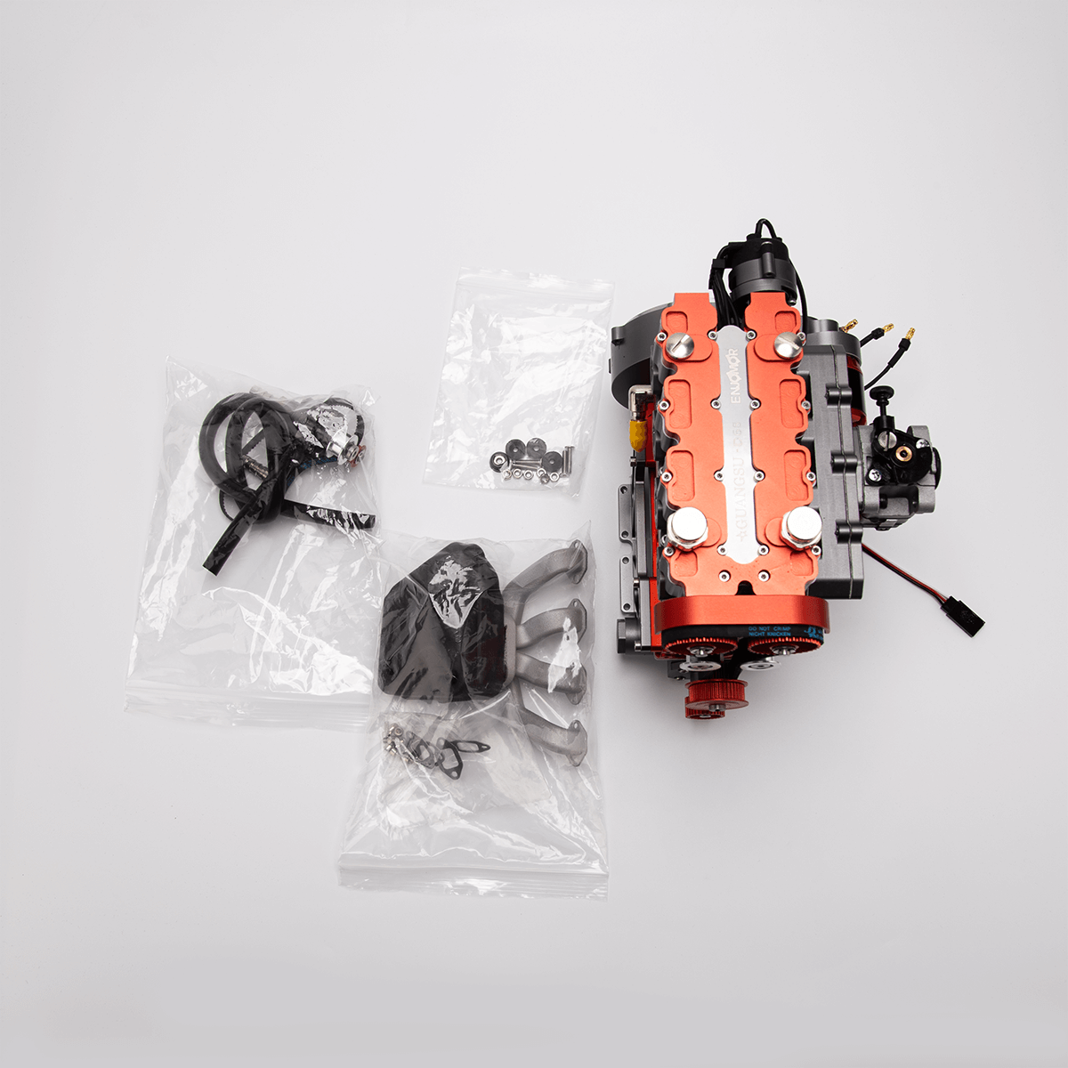 HelloWorld7-ENJOMOR GS-L4 Gas Engine 32cc 4-Stroke DOHC Inline Four RC Engine Model 12,000 rpm