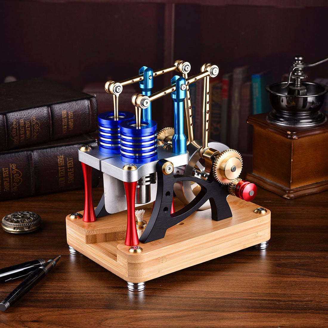 HelloWorld7-ENJOMOR Hot Air Alpha-Type Walking Beam Stirling Engine