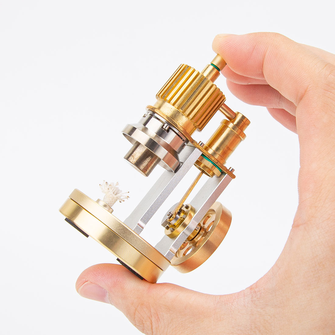 HelloWorld7-ENJOMOR Hot Air Ringbom Engine Stirling Engine Model Pocket Size