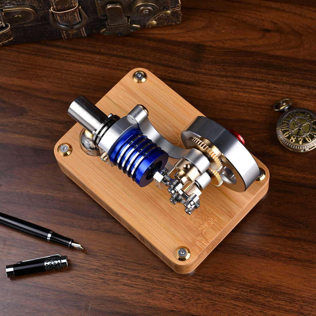 HelloWorld7-ENJOMOR Hot Air Stirling Engine with Rhombic drive External Combustion Engine Model