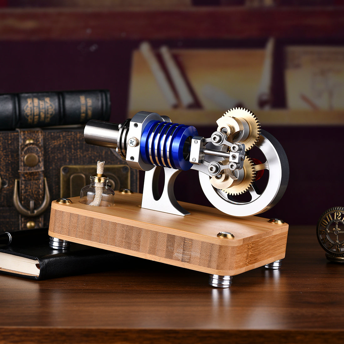 HelloWorld7-ENJOMOR Hot Air Stirling Engine with Rhombic drive External Combustion Engine Model