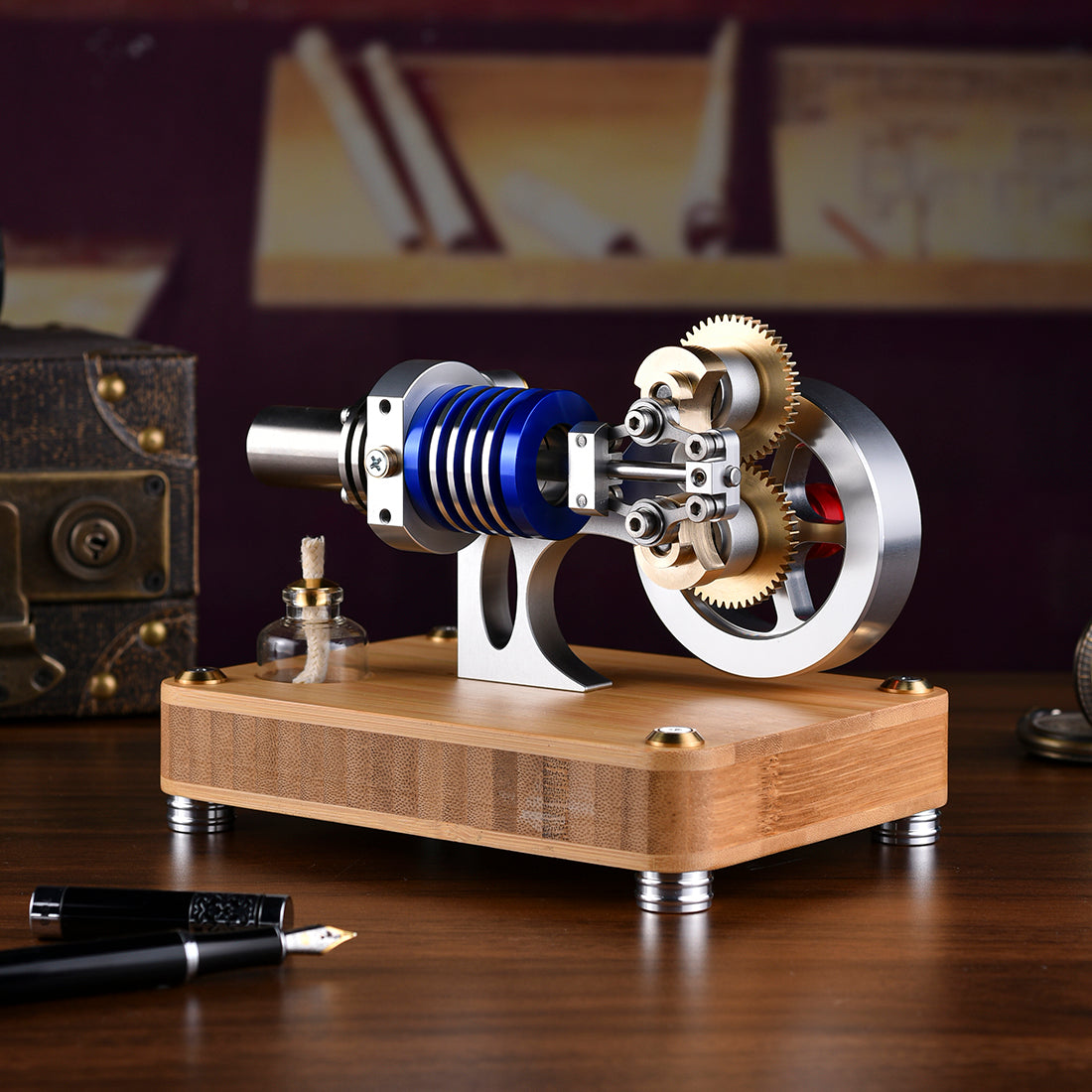 HelloWorld7-ENJOMOR Hot Air Stirling Engine with Rhombic drive External Combustion Engine Model