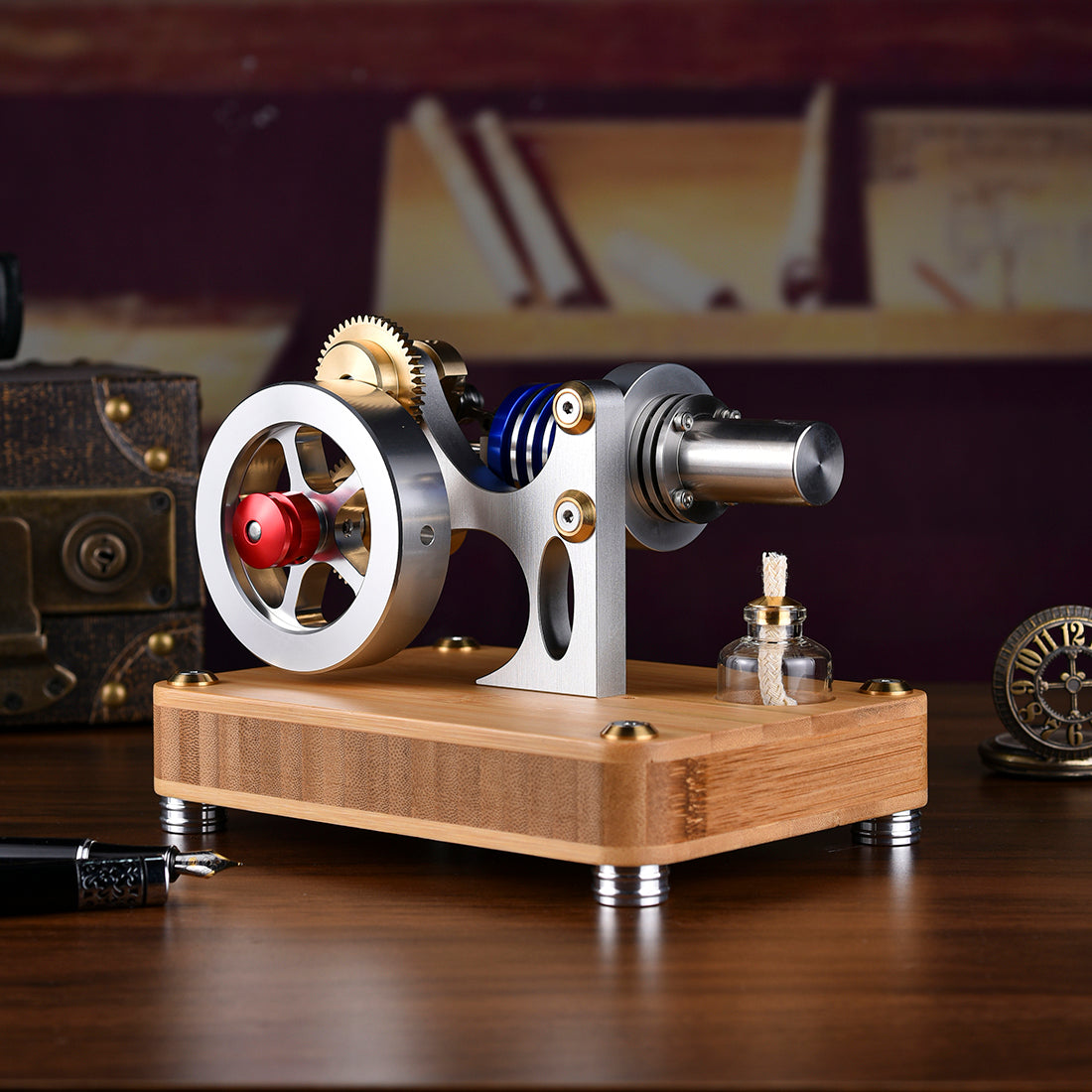 HelloWorld7-ENJOMOR Hot Air Stirling Engine with Rhombic drive External Combustion Engine Model