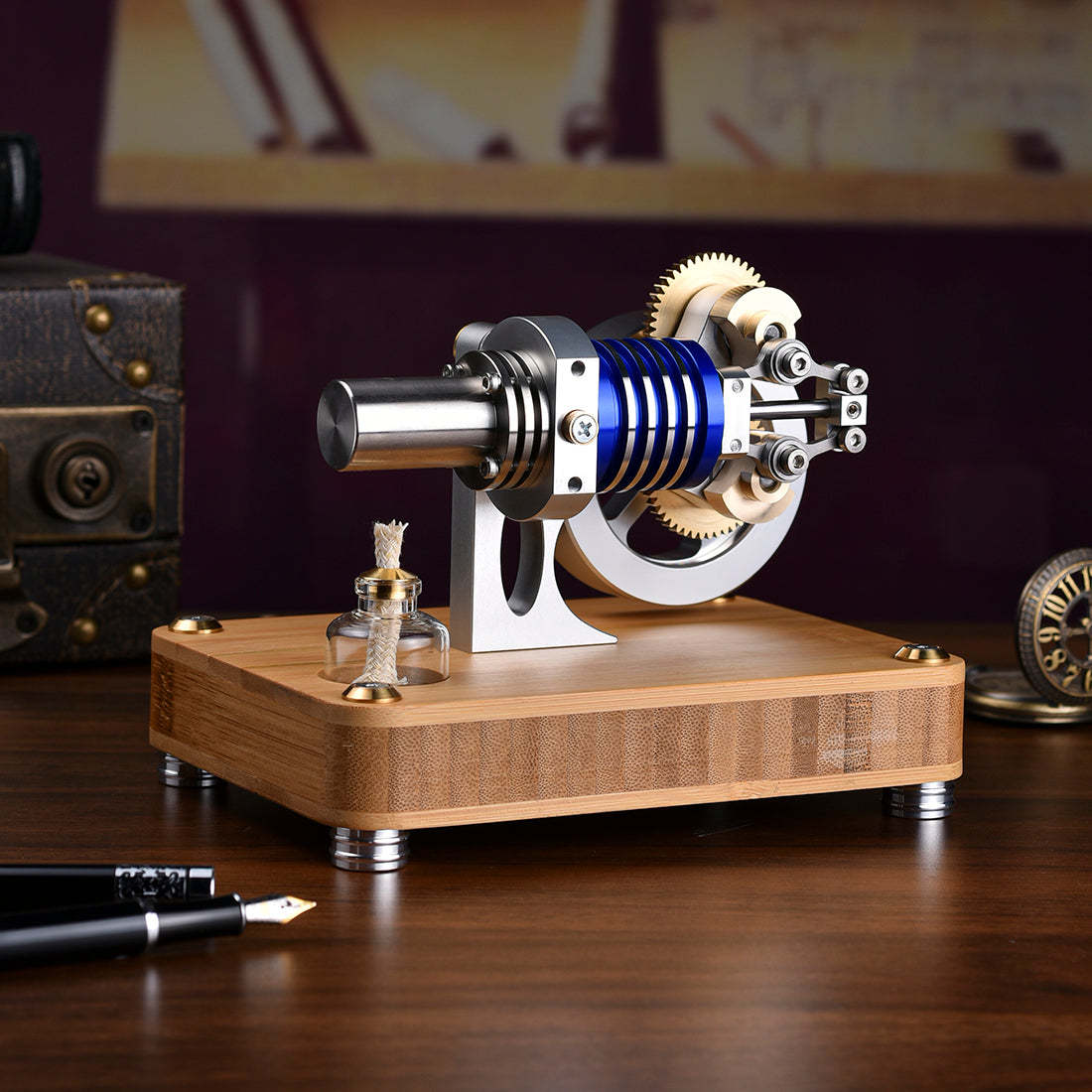 HelloWorld7-ENJOMOR Hot Air Stirling Engine with Rhombic drive External Combustion Engine Model