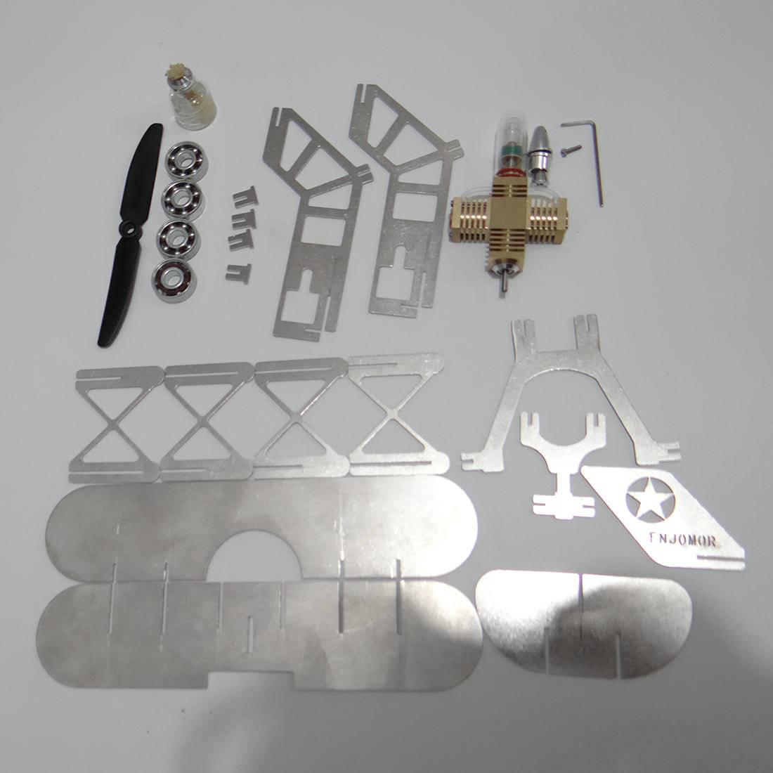 HelloWorld7-ENJOMOR Metal Stirling Engine Biplane Model Building Set