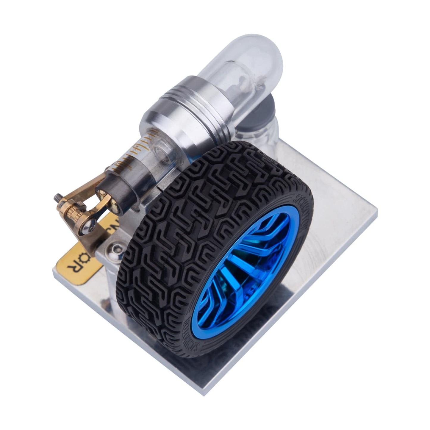 HelloWorld7-ENJOMOR Mini Rocker Arm Stirling engine Alpha Version with Tire