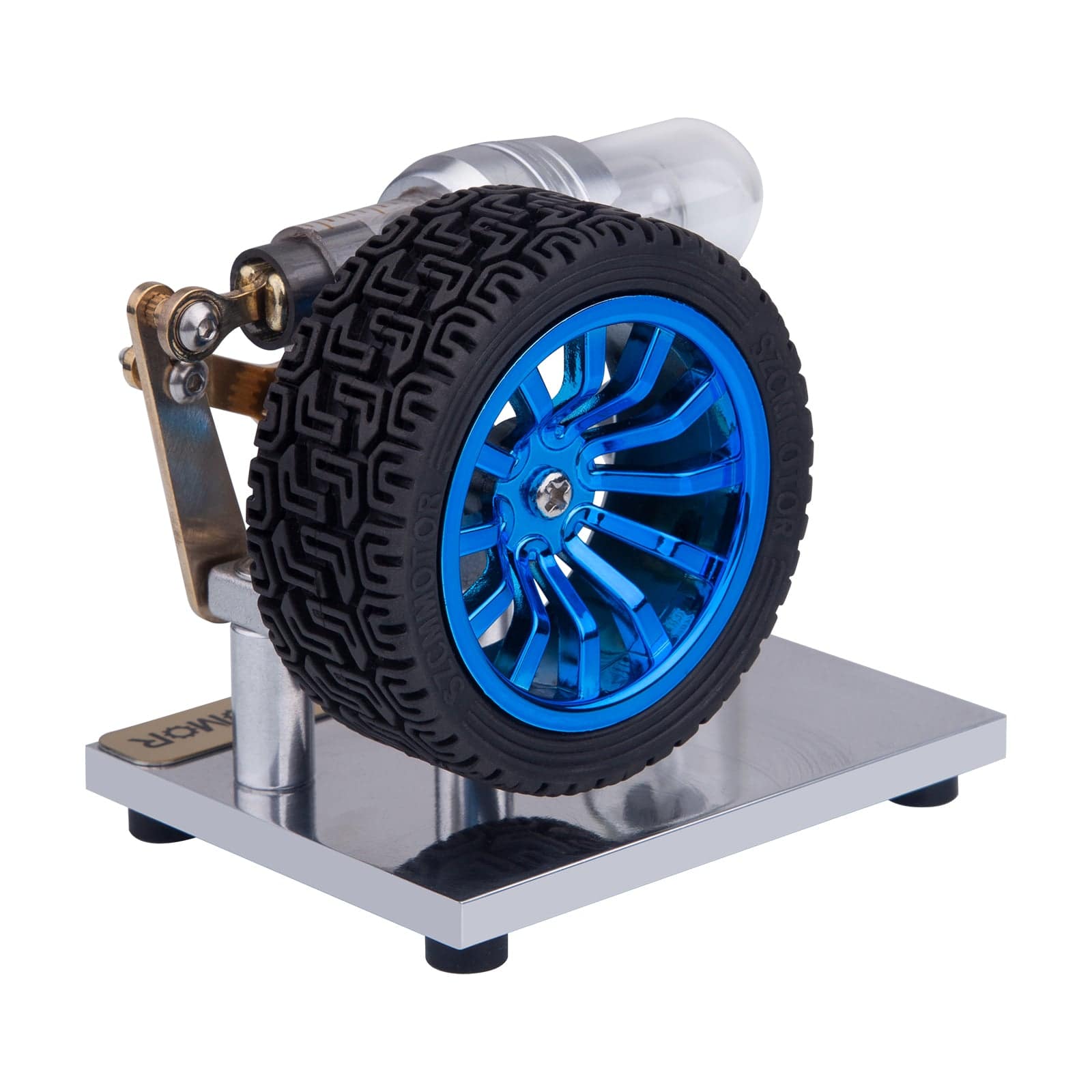 HelloWorld7-ENJOMOR Mini Rocker Arm Stirling engine Alpha Version with Tire