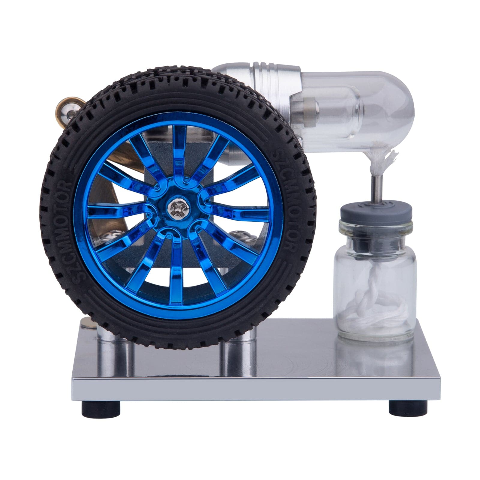 HelloWorld7-ENJOMOR Mini Rocker Arm Stirling engine Alpha Version with Tire